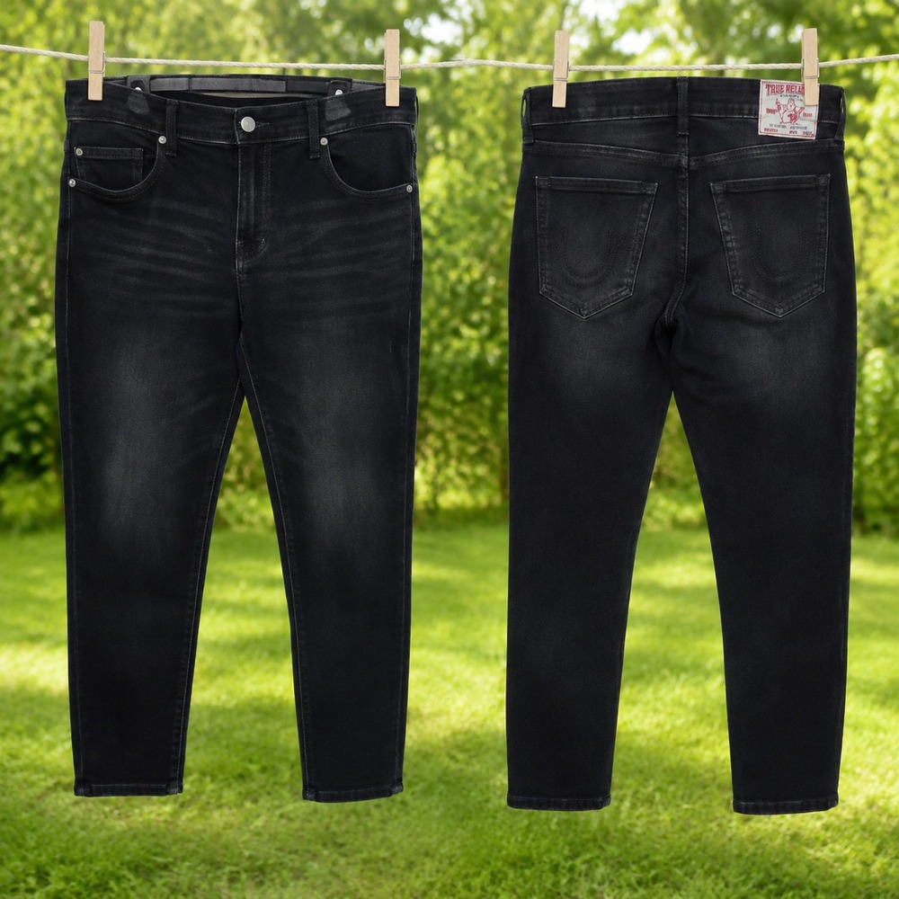 True Religion Geno Relaxed Slim Men's Jeans Black Denim Size 37x30